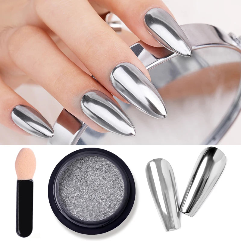 1Box Nail Mirror Glitter Powder Metallic Colorful Dust Metal Effect Nail Glitter