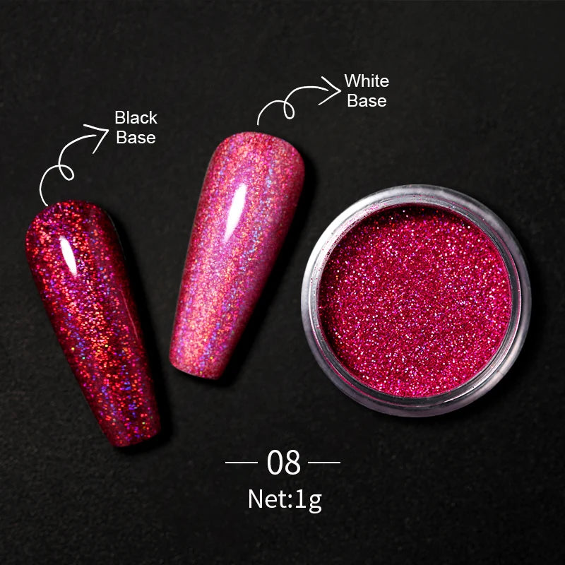 1Box Nail Mirror Glitter Powder Metallic Colorful Dust Metal Effect Nail Glitter