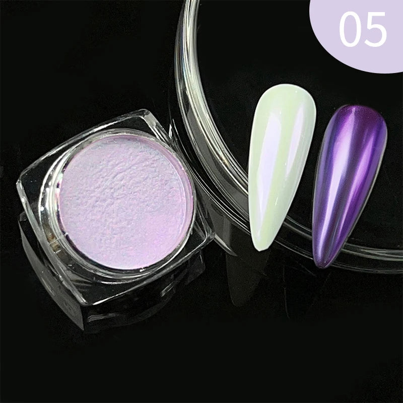 1Box Nail Mirror Glitter Powder Metallic Colorful Dust Metal Effect Nail Glitter