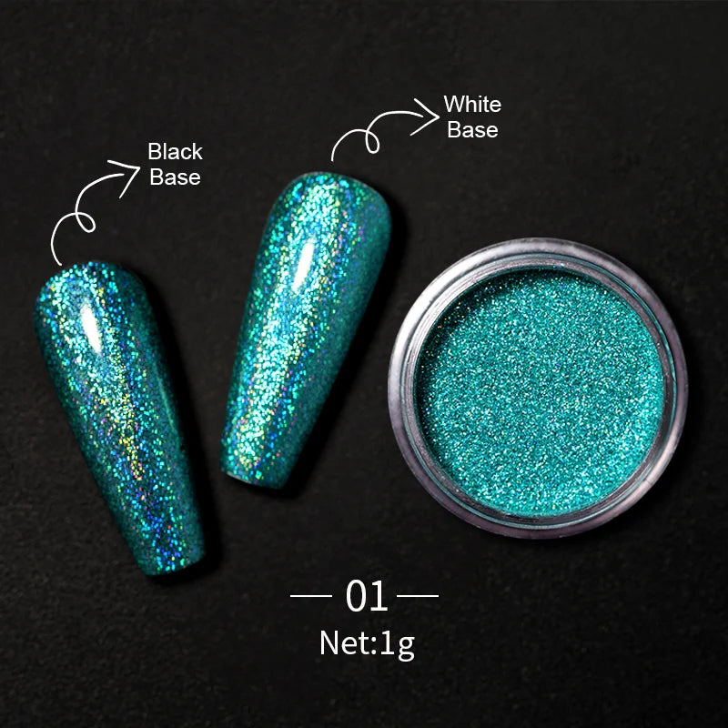 1Box Nail Mirror Glitter Powder Metallic Colorful Dust Metal Effect Nail Glitter