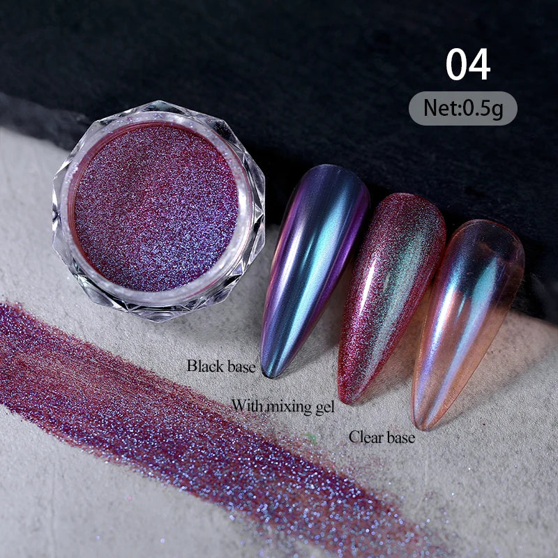 1Box Nail Mirror Glitter Powder Metallic Colorful Dust Metal Effect Nail Glitter