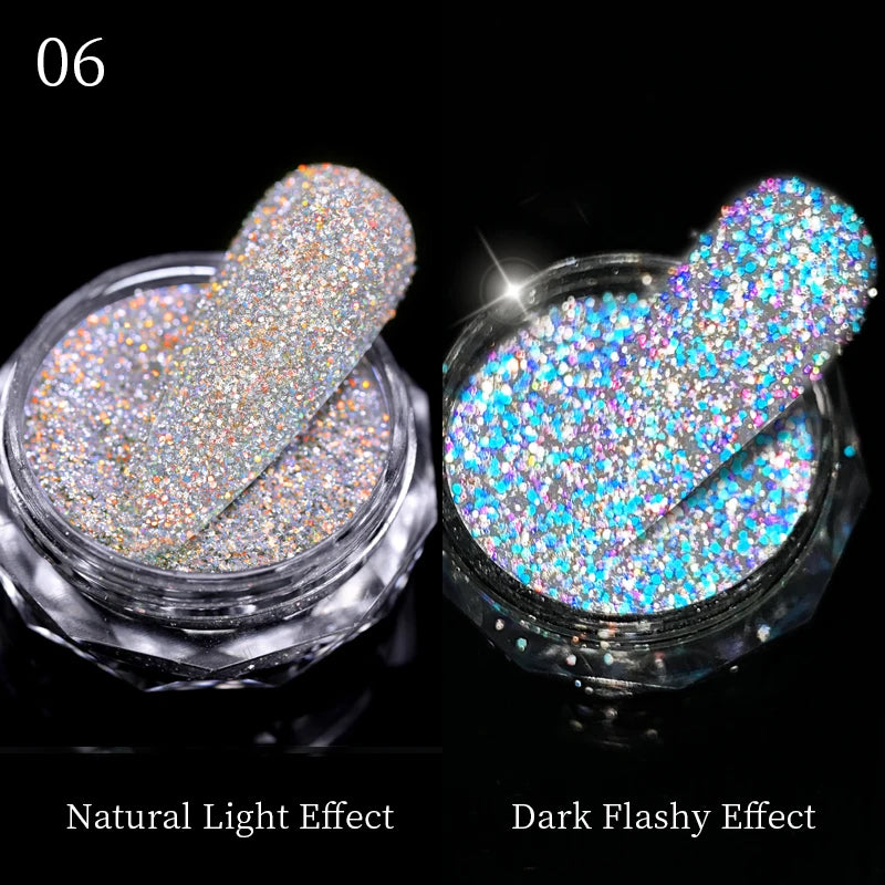 1Box Nail Mirror Glitter Powder Metallic Colorful Dust Metal Effect Nail Glitter