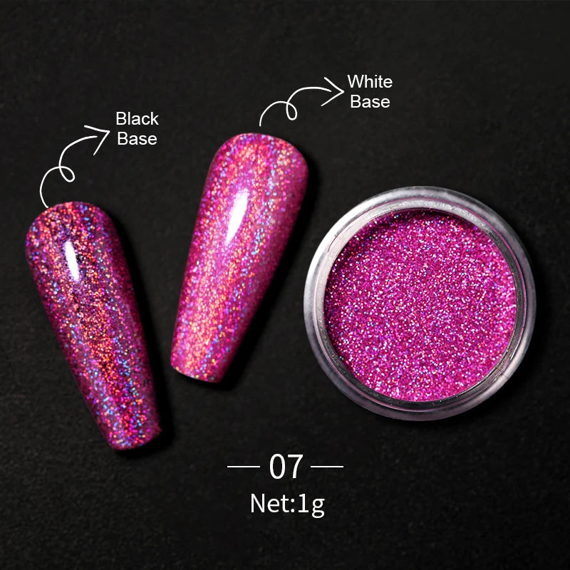 1Box Nail Mirror Glitter Powder Metallic Colorful Dust Metal Effect Nail Glitter