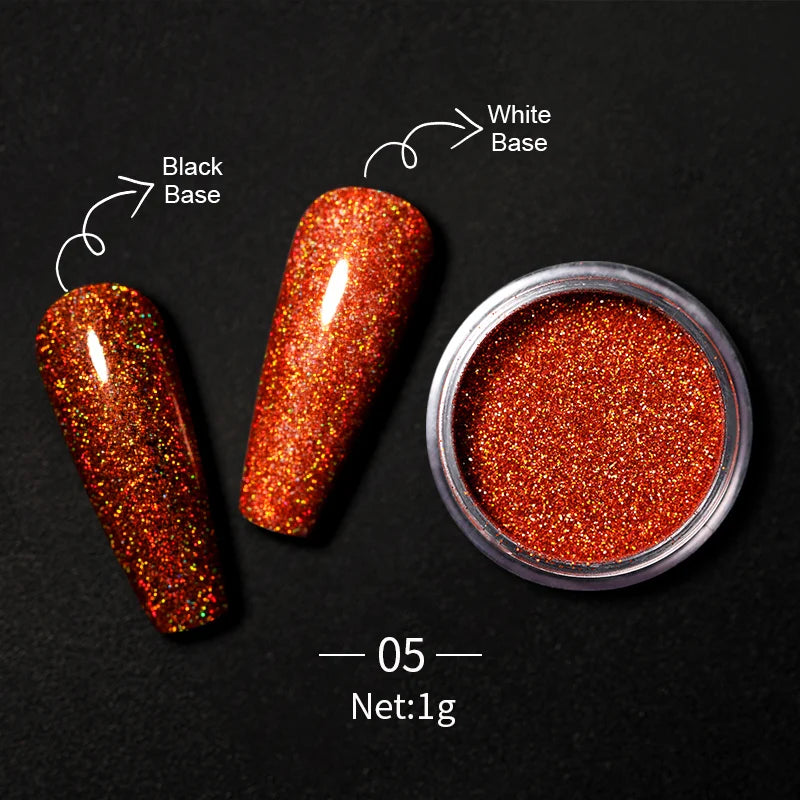 1Box Nail Mirror Glitter Powder Metallic Colorful Dust Metal Effect Nail Glitter