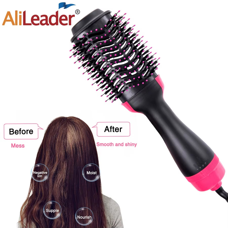 LISAPRO 3 in 1 Hair Dryer Hot Air Brush Volumizer One-Step Hair Dryer & Hair Straightener Curler