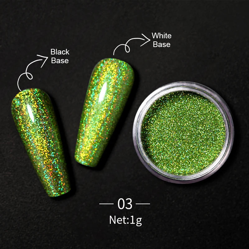 1Box Nail Mirror Glitter Powder Metallic Colorful Dust Metal Effect Nail Glitter