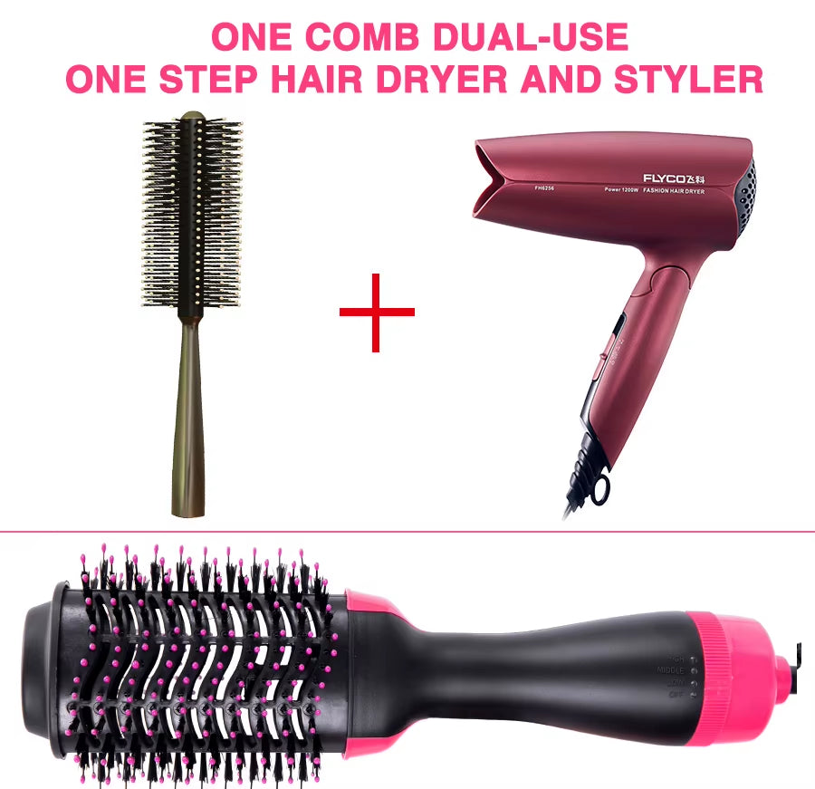 LISAPRO 3 in 1 Hair Dryer Hot Air Brush Volumizer One-Step Hair Dryer & Hair Straightener Curler