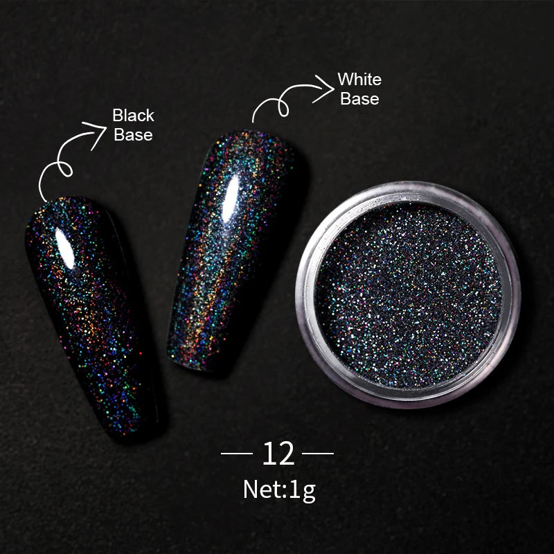 1Box Nail Mirror Glitter Powder Metallic Colorful Dust Metal Effect Nail Glitter