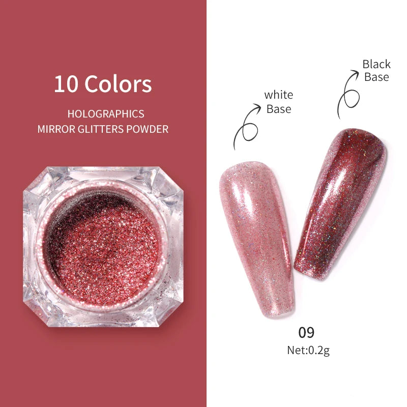 1Box Nail Mirror Glitter Powder Metallic Colorful Dust Metal Effect Nail Glitter