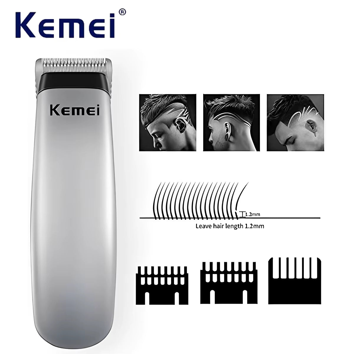 Kemei Mini Hair Clipper Portable Hair Trimmer. Barber Hair Cutting Machine. Ergonomic Design Trimmer Machine.