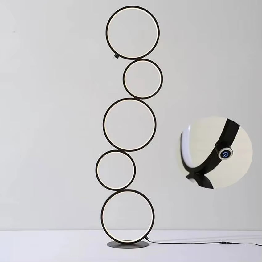 Modern Minimalist LED Floor Lamp Black White Touch Control Circle Standing Lights Living Bedroom Decor Vertical Light Home Decor