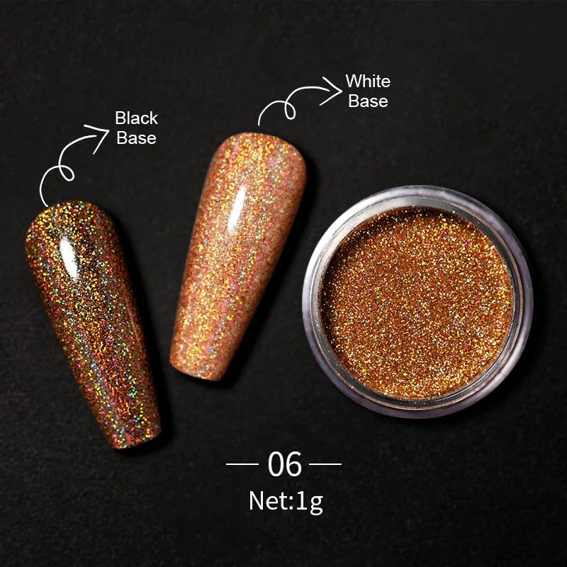 1Box Nail Mirror Glitter Powder Metallic Colorful Dust Metal Effect Nail Glitter