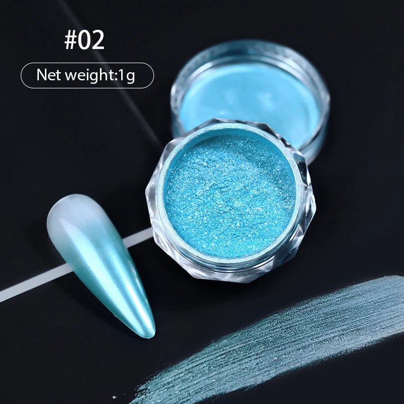 1Box Nail Mirror Glitter Powder Metallic Colorful Dust Metal Effect Nail Glitter