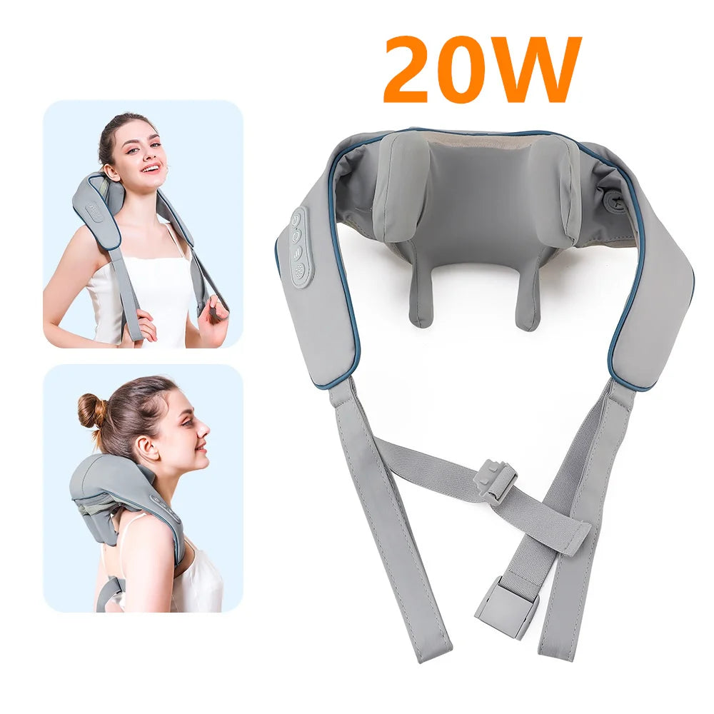 Foreverlily 26W Neck and Shoulder Massager Wireless Shoulder and Back Kneading Massage Shawl. Trapezius Neck Cervical Masajeador