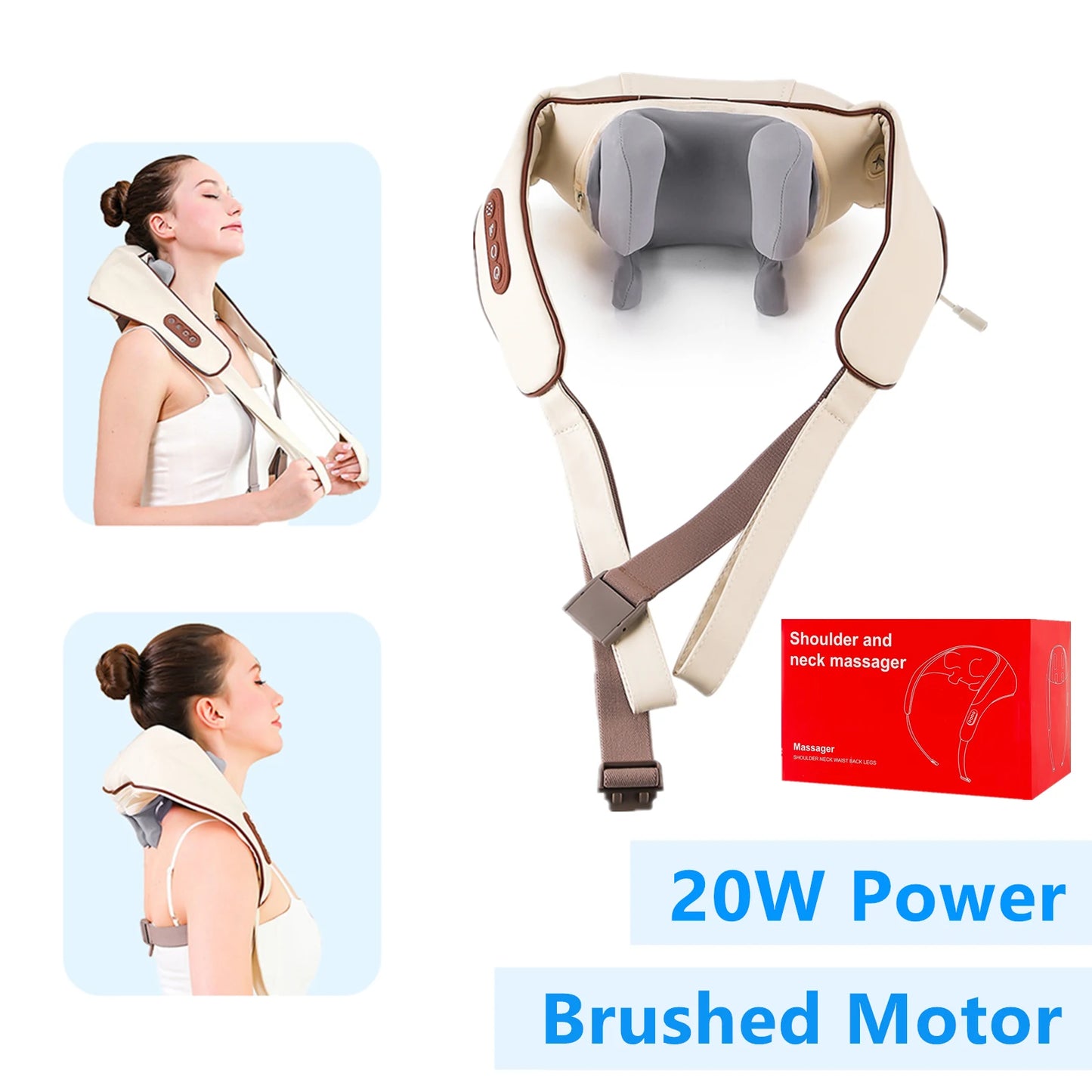 Foreverlily 26W Neck and Shoulder Massager Wireless Shoulder and Back Kneading Massage Shawl. Trapezius Neck Cervical Masajeador