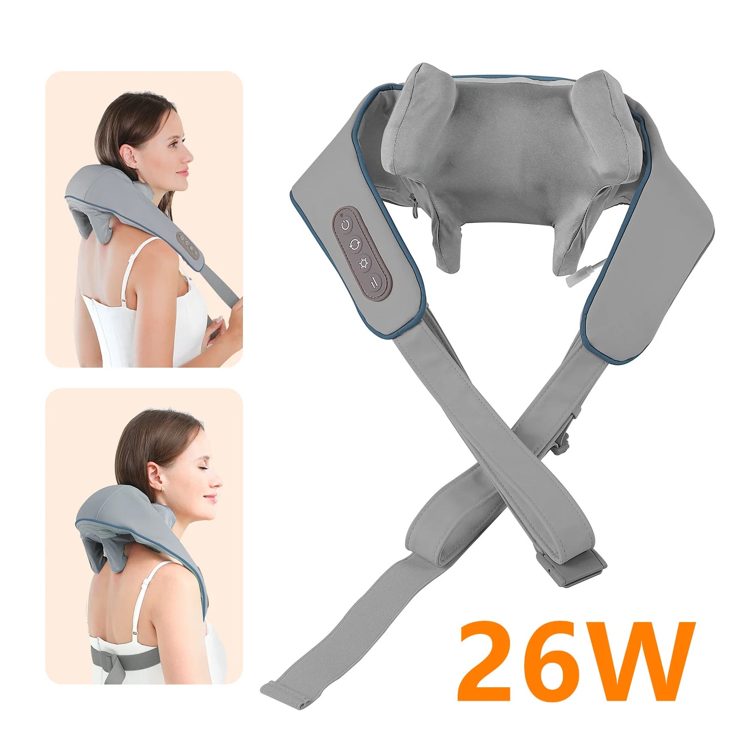 Foreverlily 26W Neck and Shoulder Massager Wireless Shoulder and Back Kneading Massage Shawl. Trapezius Neck Cervical Masajeador