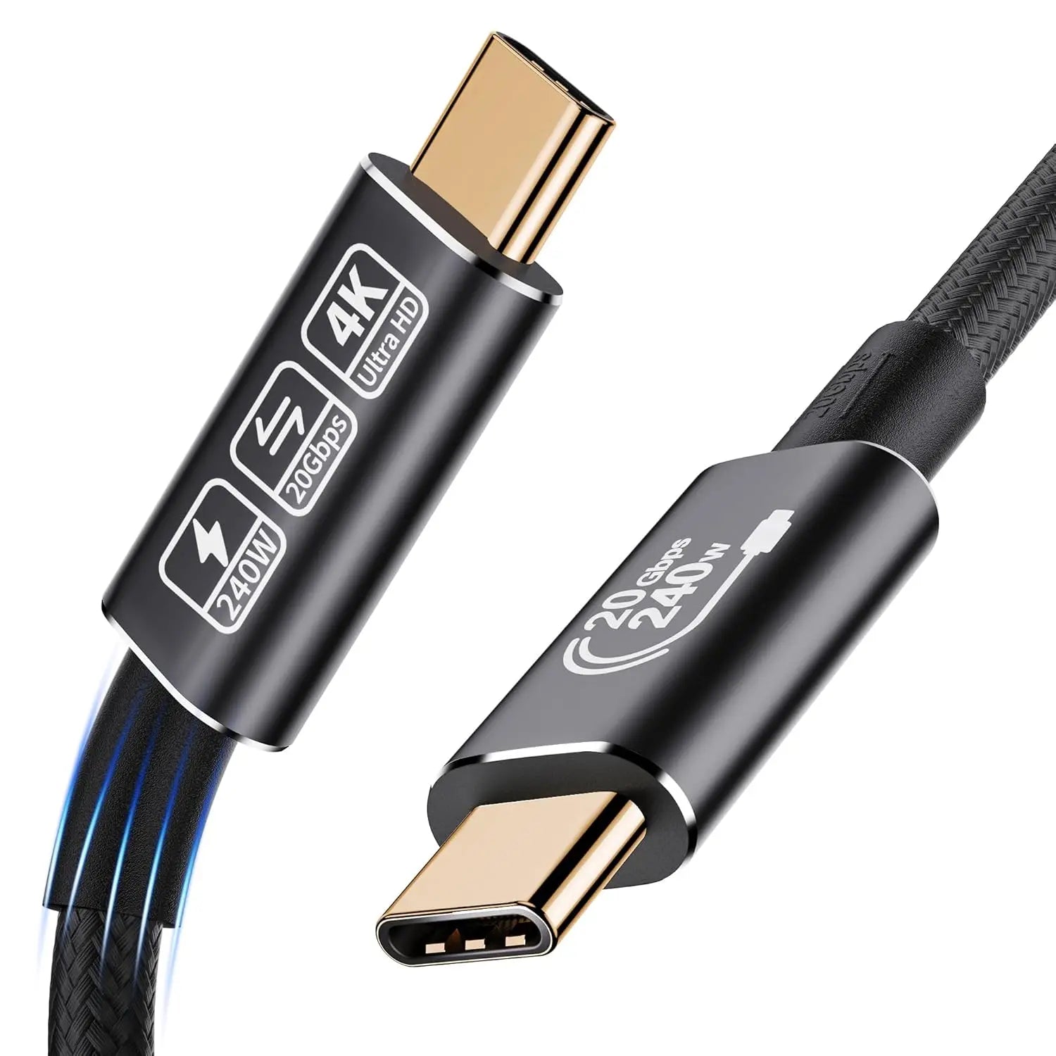 Thunderbolt 3 USB C 3.2 Gen-2 Extension Cable Male to Male Type-C 240W Quick Charge 4K Vidio 20Gbps Data Transfer for Laptop