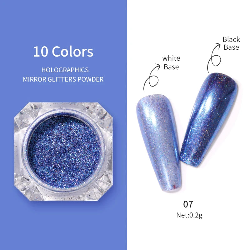 1Box Nail Mirror Glitter Powder Metallic Colorful Dust Metal Effect Nail Glitter