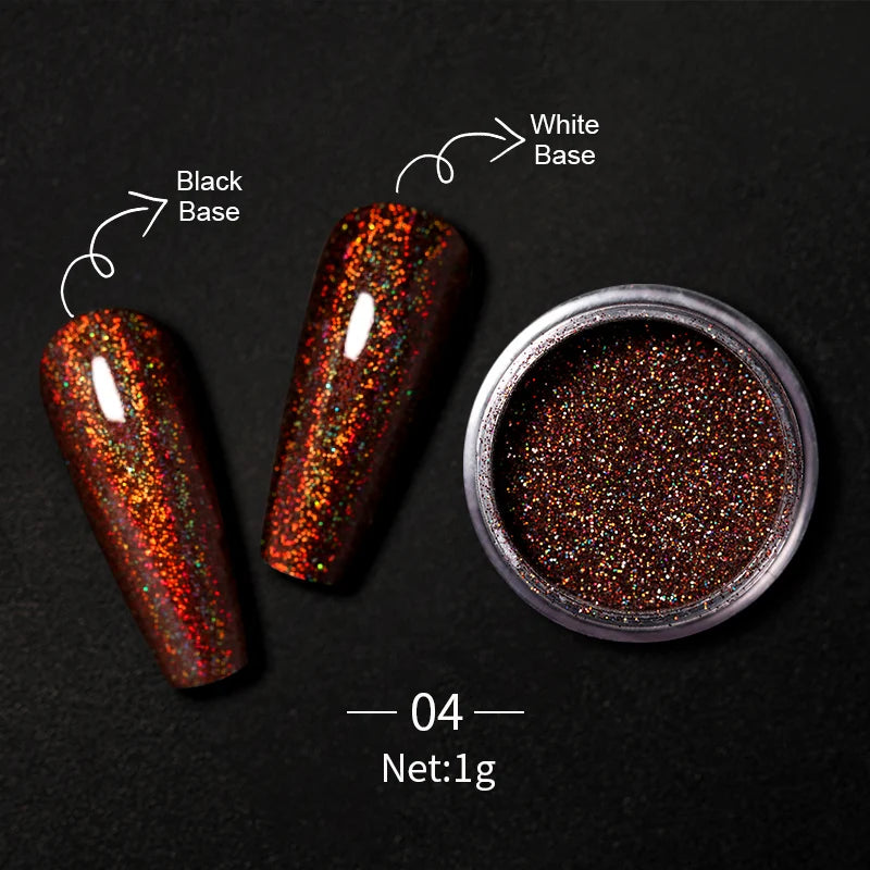 1Box Nail Mirror Glitter Powder Metallic Colorful Dust Metal Effect Nail Glitter