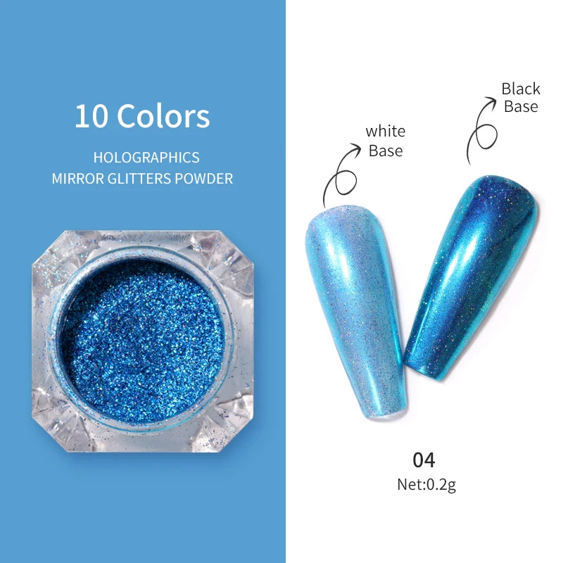 1Box Nail Mirror Glitter Powder Metallic Colorful Dust Metal Effect Nail Glitter