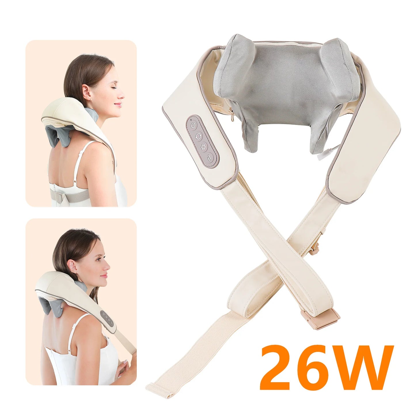 Foreverlily 26W Neck and Shoulder Massager Wireless Shoulder and Back Kneading Massage Shawl. Trapezius Neck Cervical Masajeador