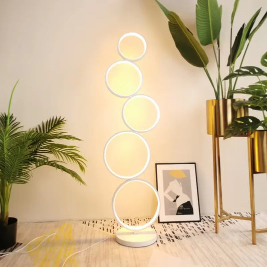 Modern Minimalist LED Floor Lamp Black White Touch Control Circle Standing Lights Living Bedroom Decor Vertical Light Home Decor