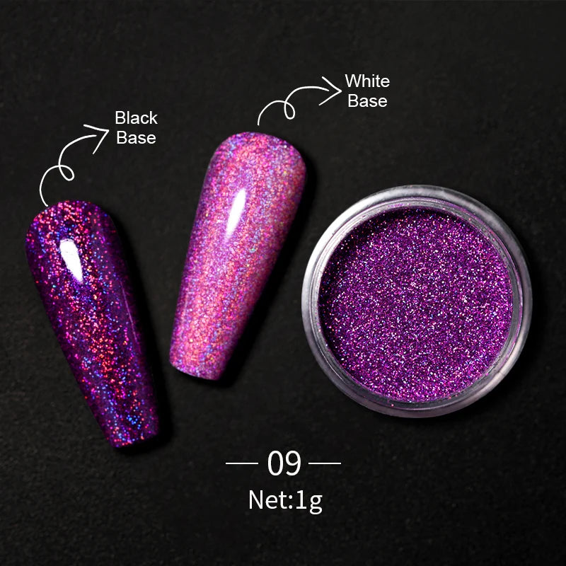 1Box Nail Mirror Glitter Powder Metallic Colorful Dust Metal Effect Nail Glitter