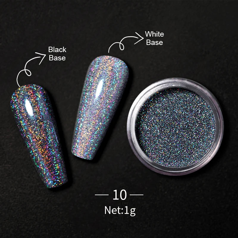 1Box Nail Mirror Glitter Powder Metallic Colorful Dust Metal Effect Nail Glitter