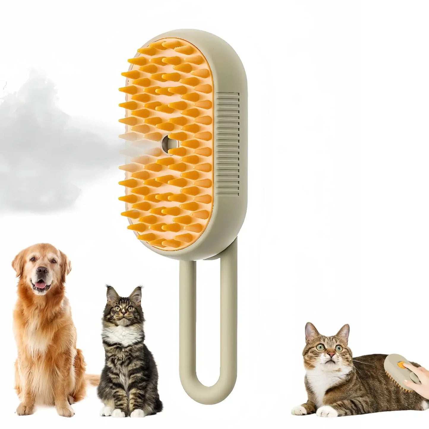 Cat Dog Pet Spray Massage Brush 3 in 1. One Button Steam Spray Folding Rotatable Floating Hair Bath. Hair Removal Brush Comb