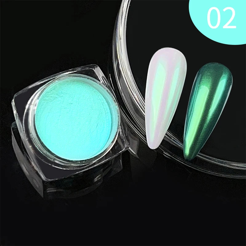 1Box Nail Mirror Glitter Powder Metallic Colorful Dust Metal Effect Nail Glitter