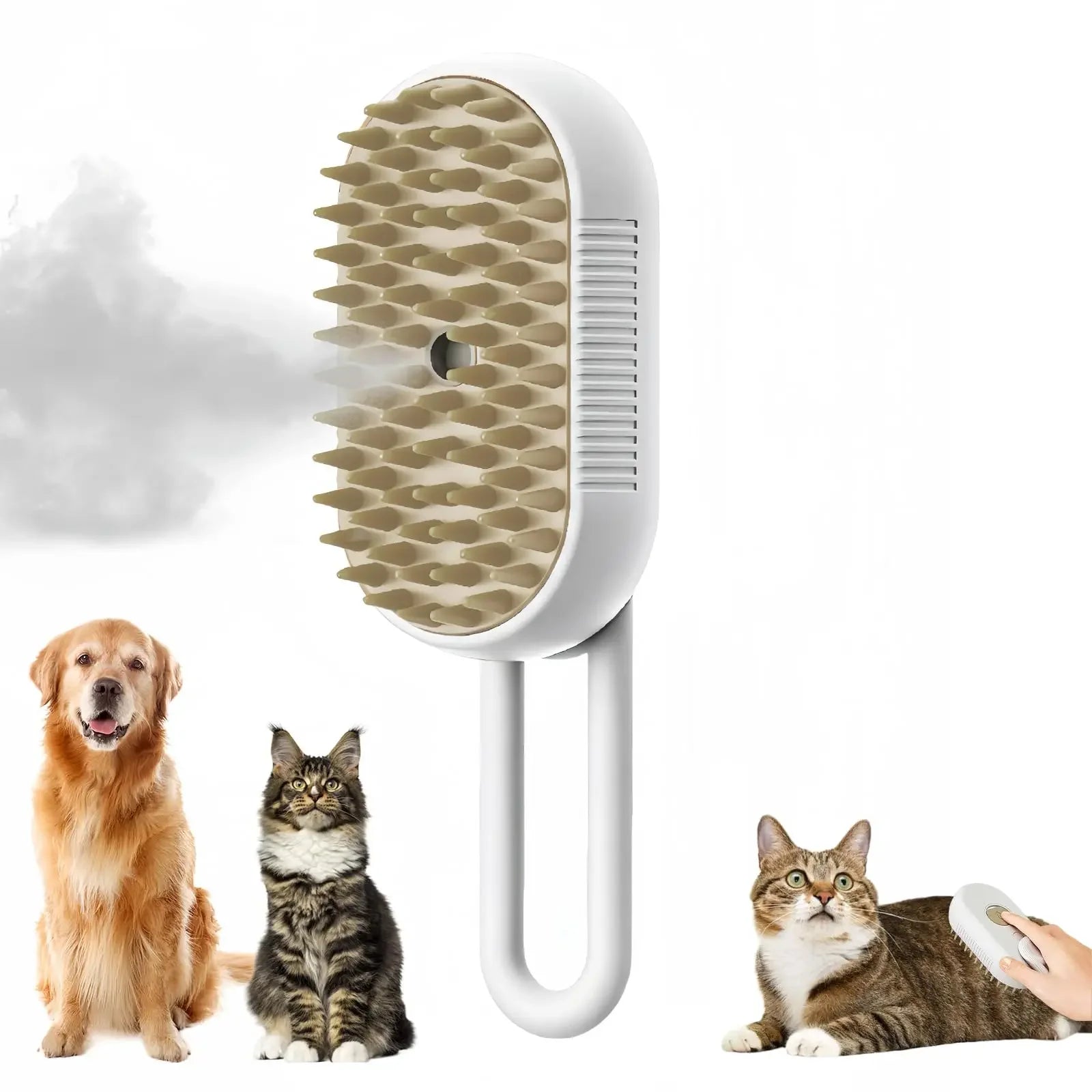 Cat Dog Pet Spray Massage Brush 3 in 1. One Button Steam Spray Folding Rotatable Floating Hair Bath. Hair Removal Brush Comb